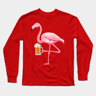 FLAMINGO BEER DRINKING Long Sleeve T-Shirt